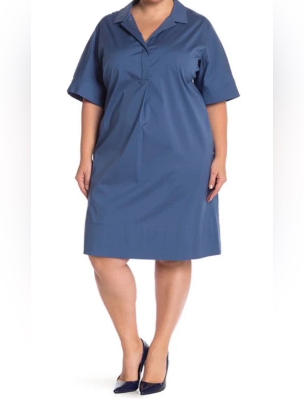 Lafayette 148 NY Zamira Spread Collar Dress Riptide Sz L EUC Capsule Luxury